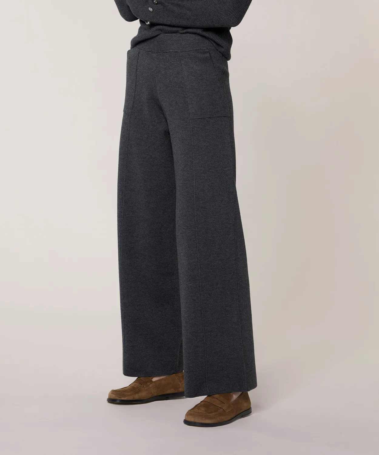 Rodier pantaloni maglia palazzo grigio scuro