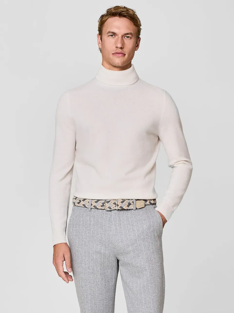 Paul Taylor Doppio Collo Dolcevita Cashmere Bianco