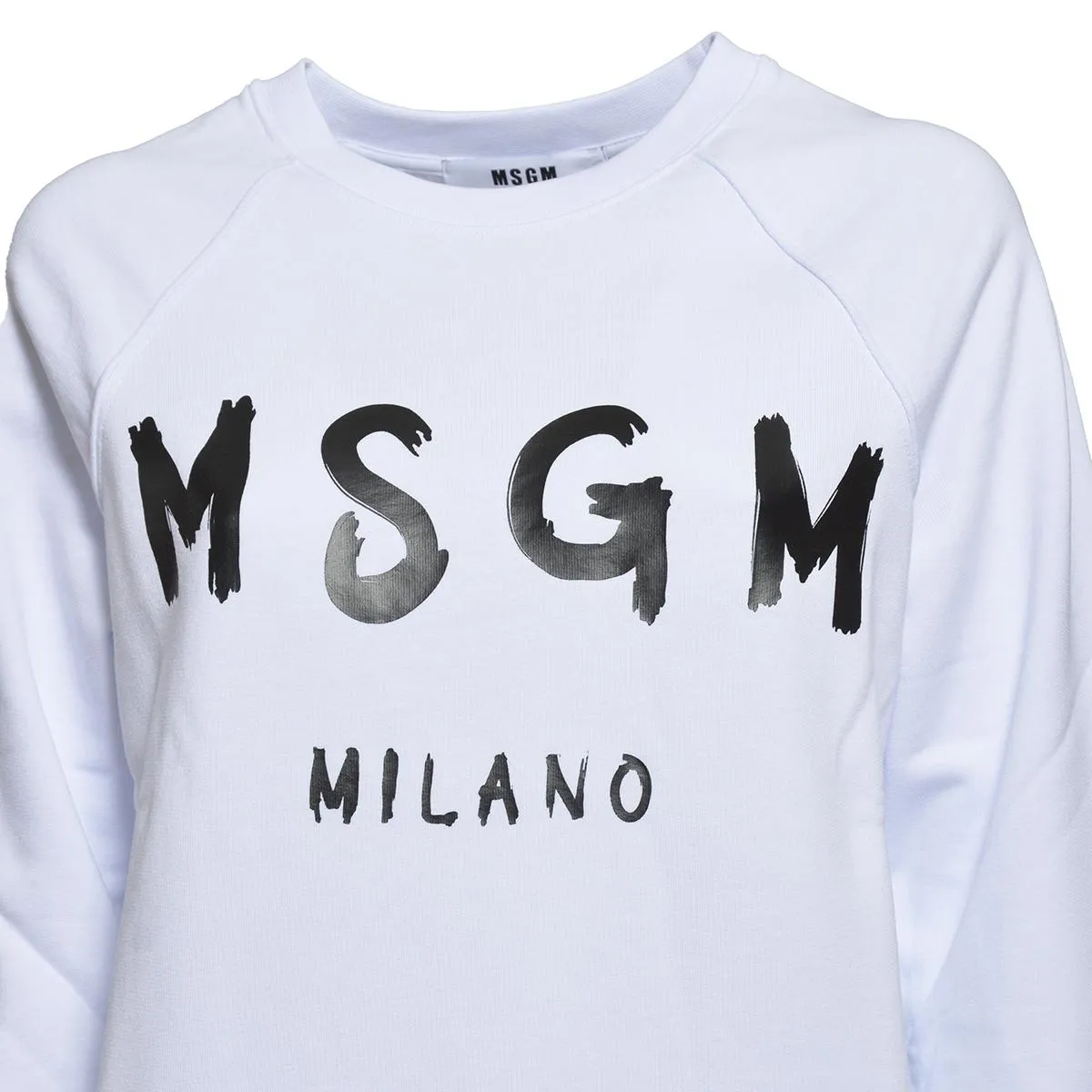 MSGM 2000MDM513200000 Felpa Bianca Logo Cotone