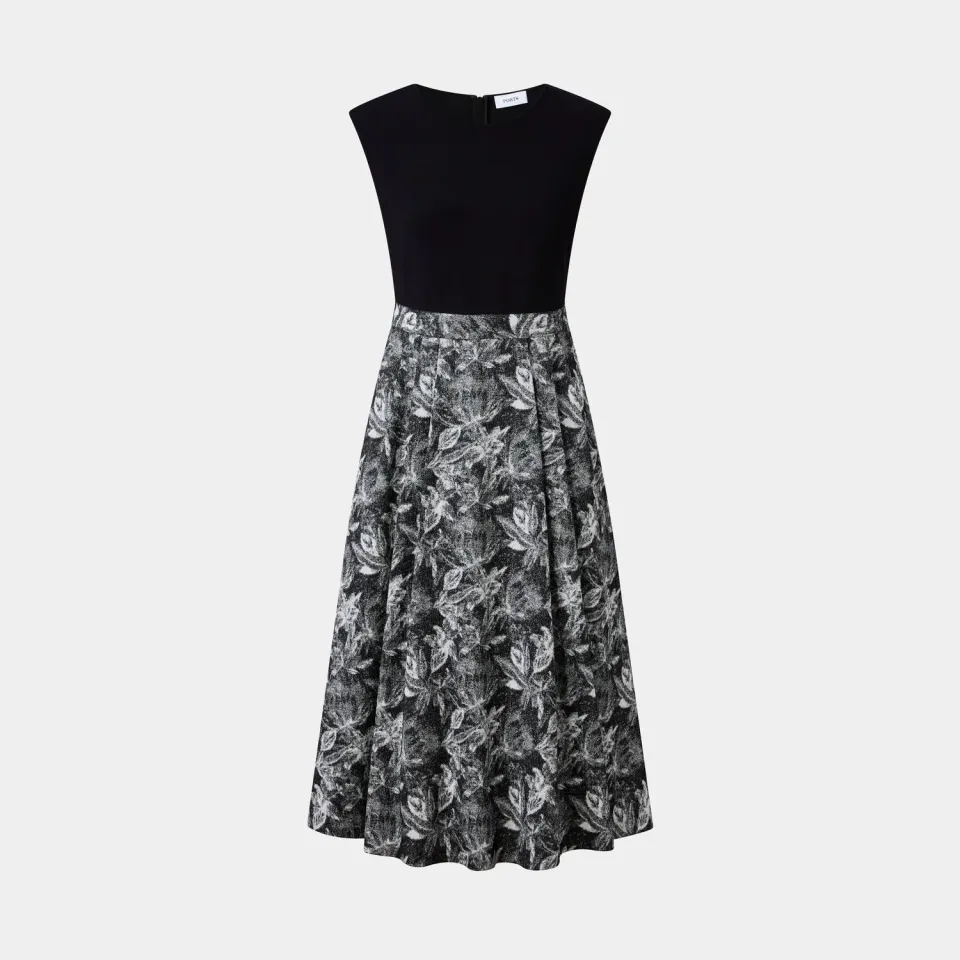 PORTS SQ9D017UFQ046 abito floreale nero svasato