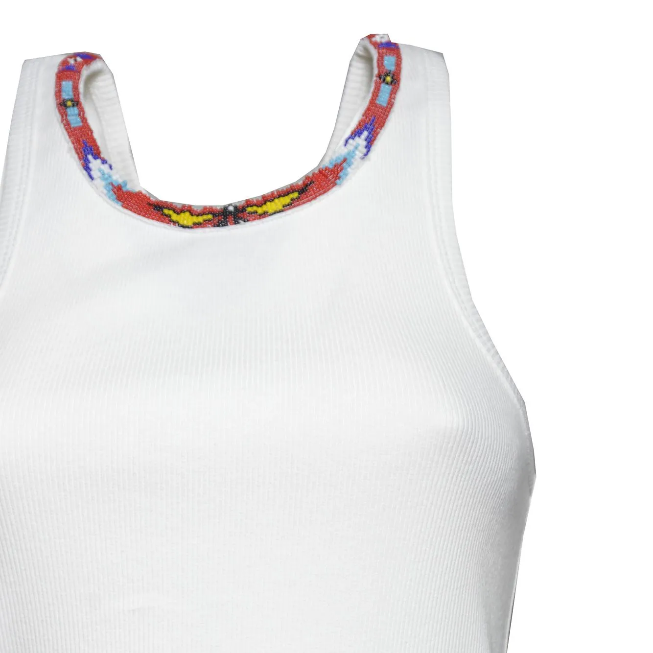 Front Street 8 37105 Top Cotone Bianco Perline S M L