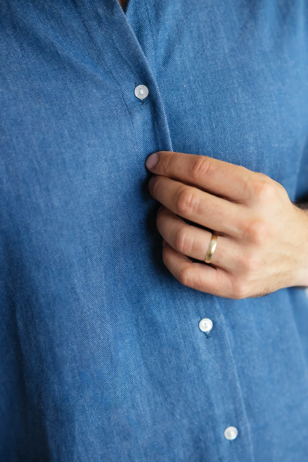 Jyoti Nehani camicia denim cotone maniche corte