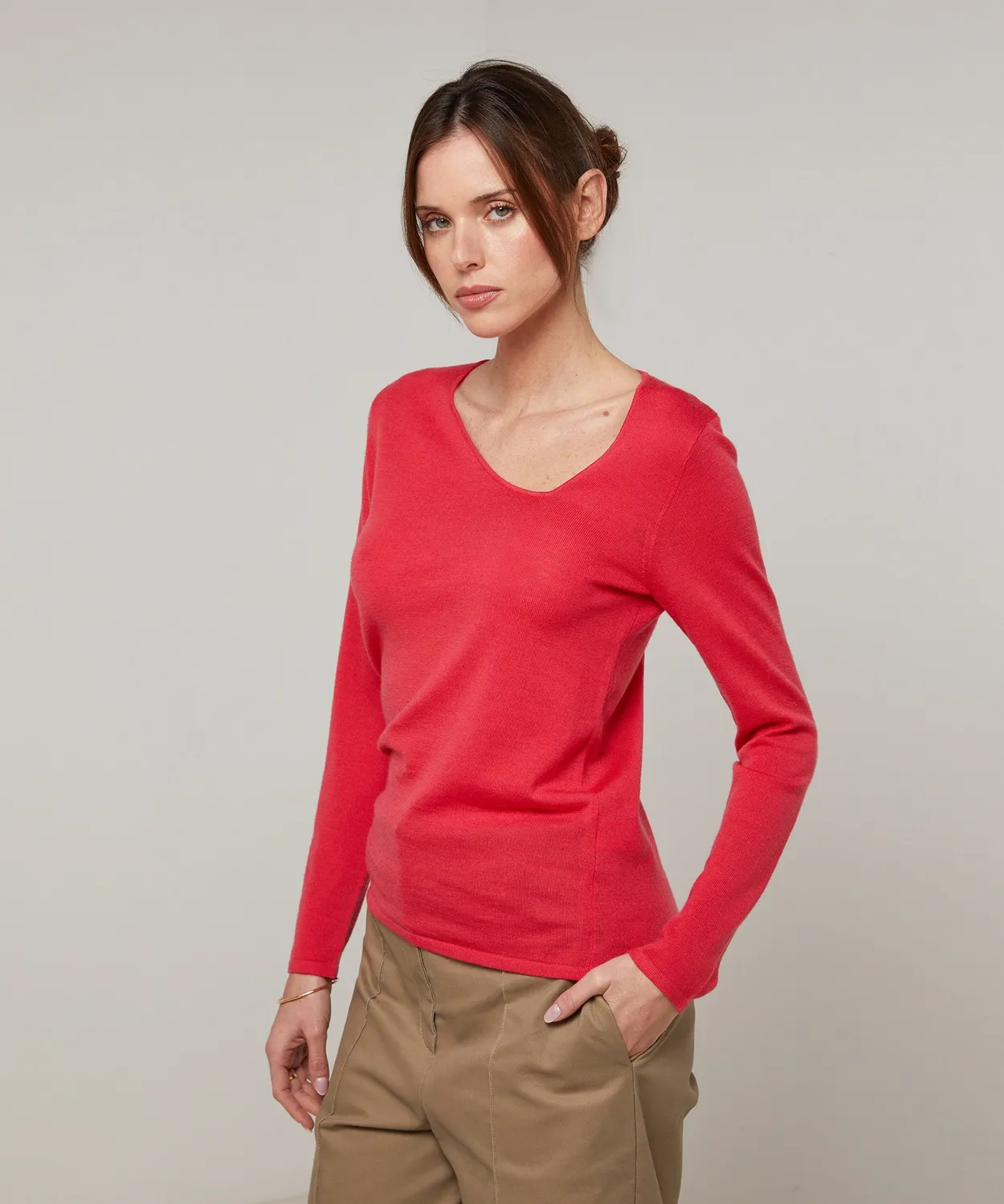 Rodier Maglione collo asimmetrico maglione framboise S