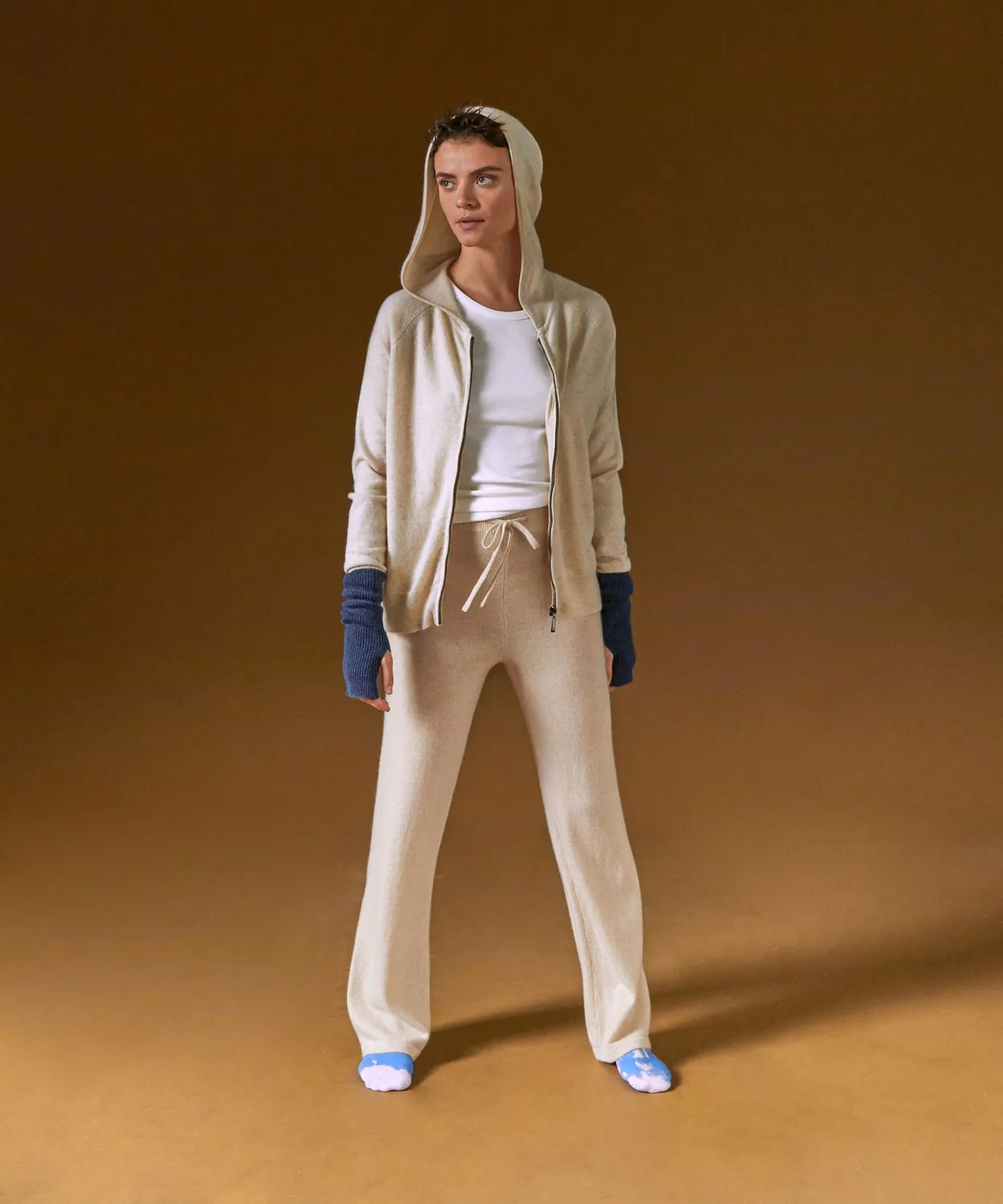 Rodier jogging cashmere pantaloni donna bianco crema