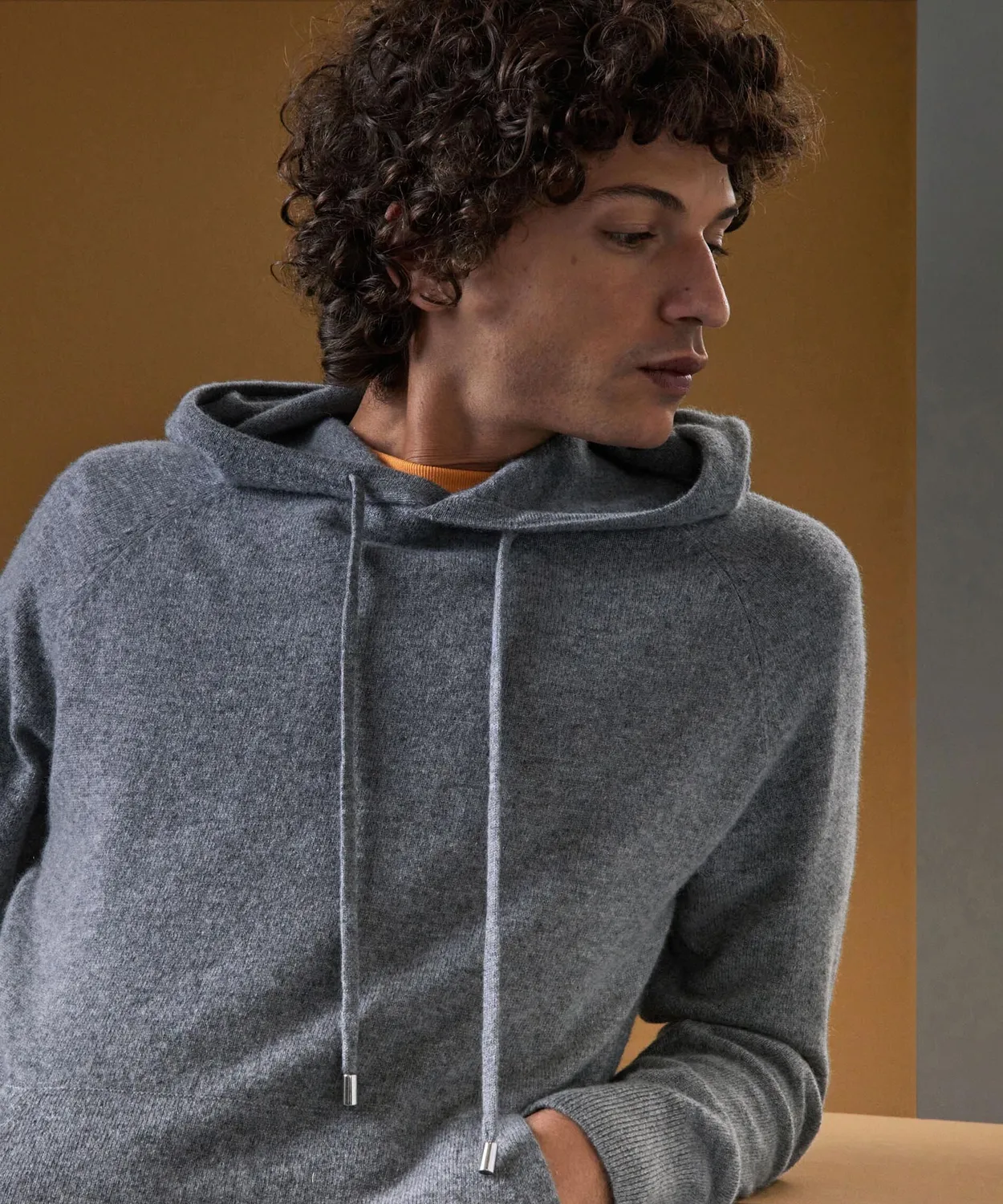 Rodier Felpa Cappuccio Cashmere Grigio Medio Uomo 2 Fili