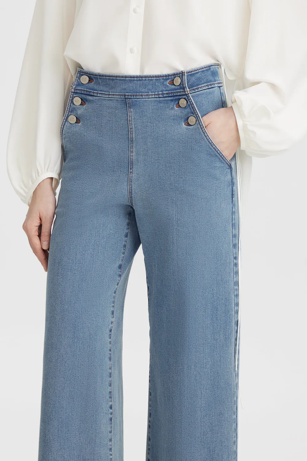 PORTS 1961 Buttoned Wide-Leg jeans denim indaco