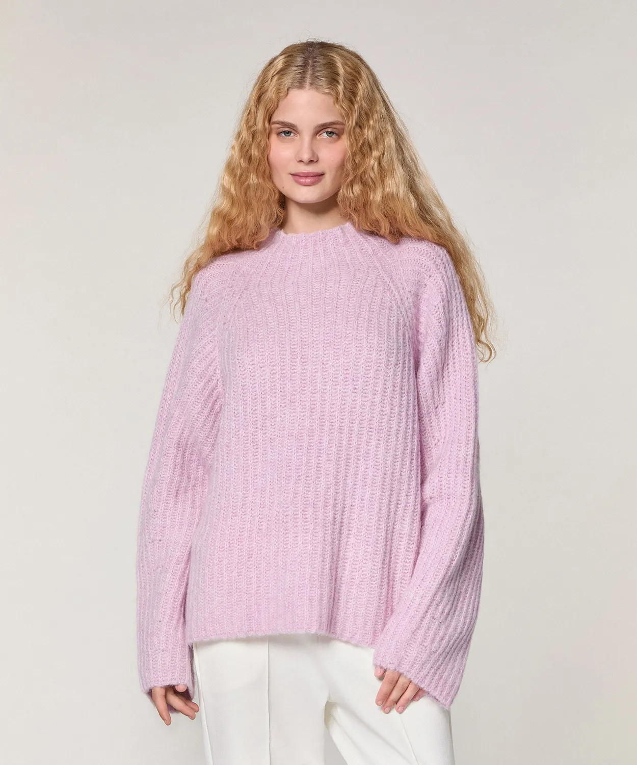 Rodier maglione oversize maglia grossa rosa pallido