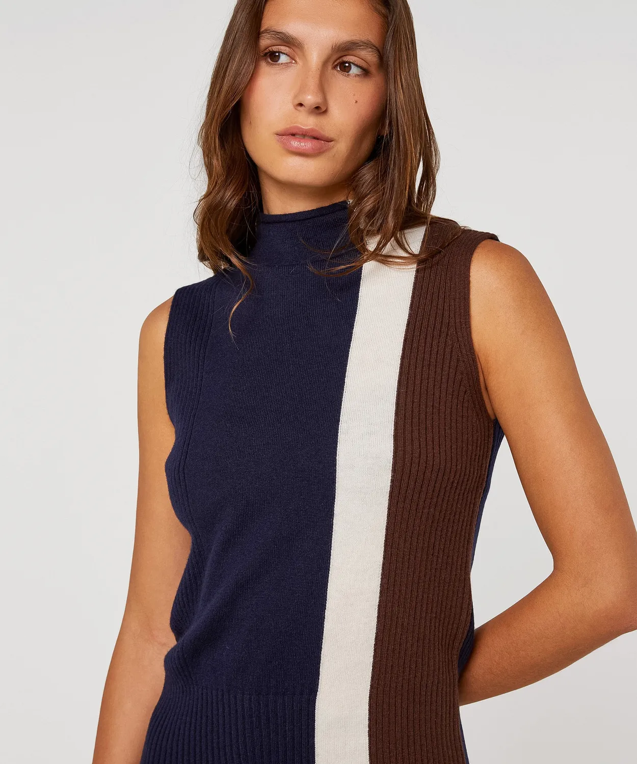Rodier maglione senza maniche collo alto blu marino