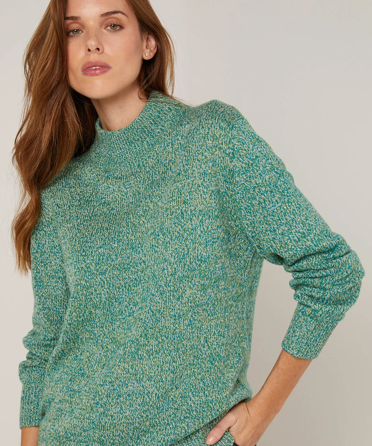 Rodier Maglione collo a imbuto verde mélange