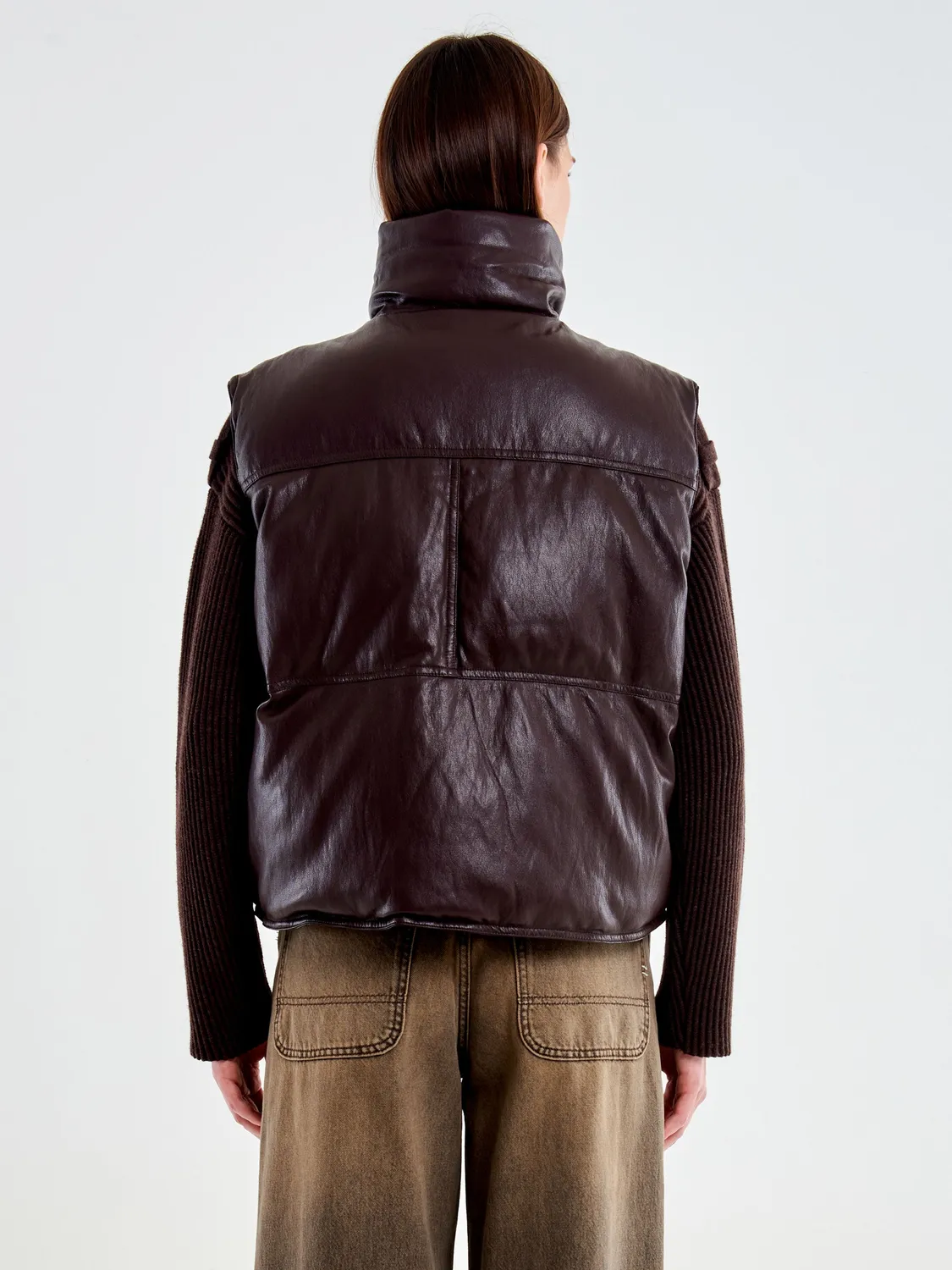 Vicolo Gilet Piumino in Ecopelle fondente