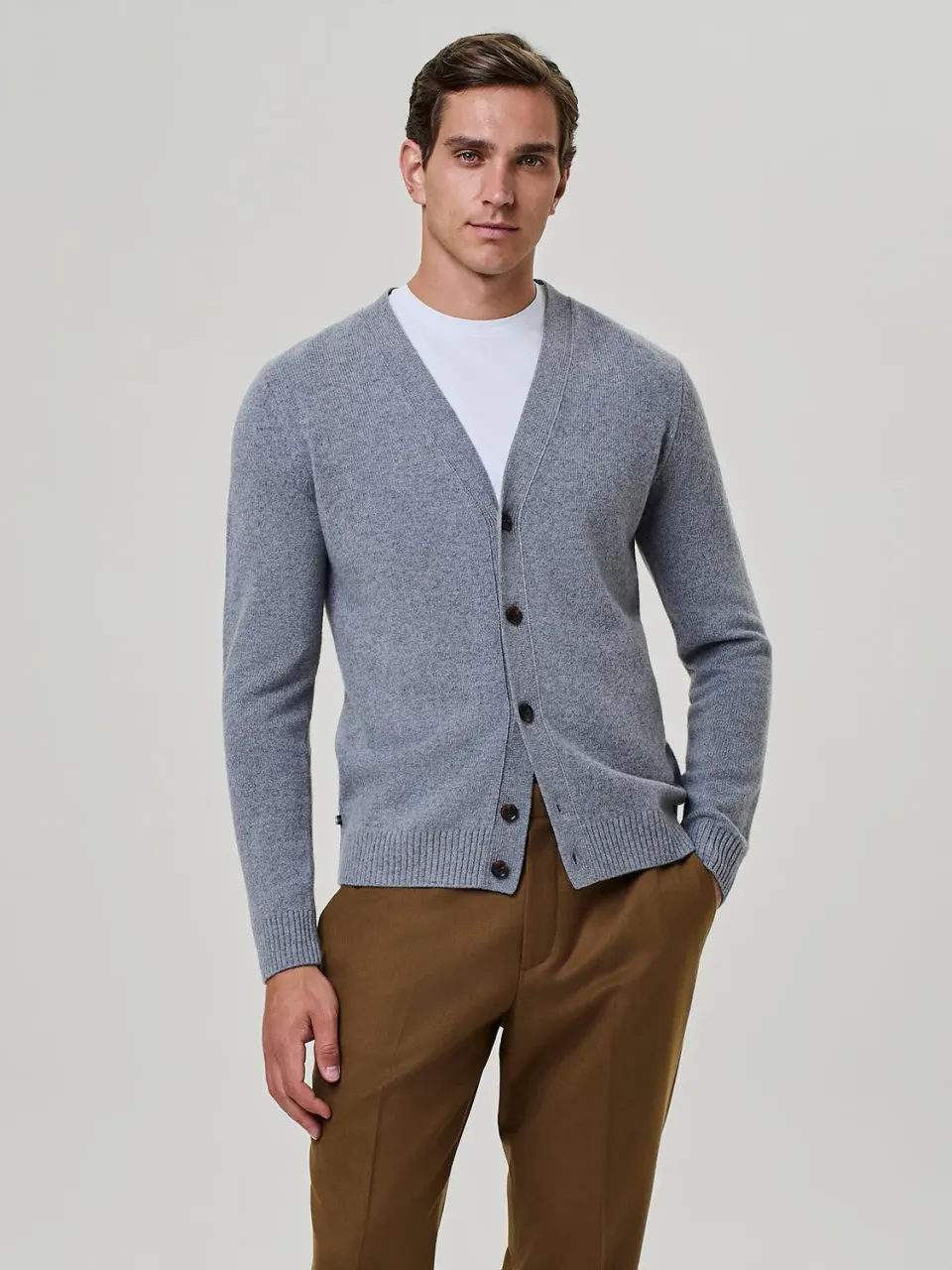 Paul Taylor cardigan lana scollo V grigio