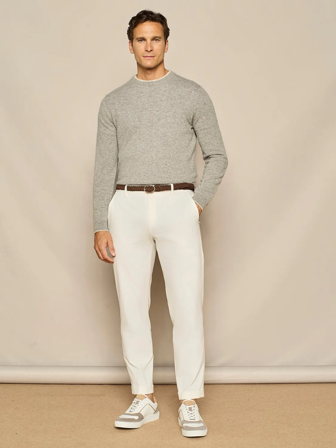 Paul Taylor maglia girocollo misto cashmere grigio melange