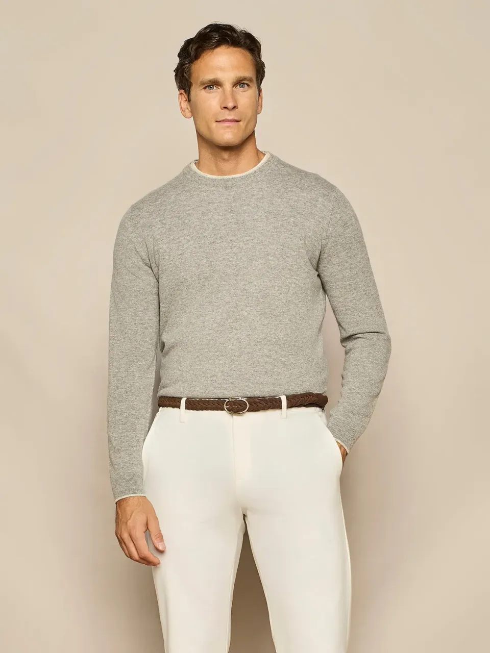 Paul Taylor maglia girocollo misto cashmere grigio melange