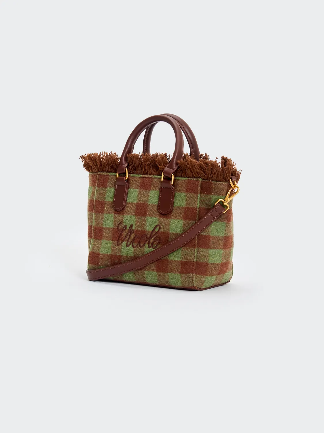 Vicolo Bristol Small borsa a mano marrone quadri