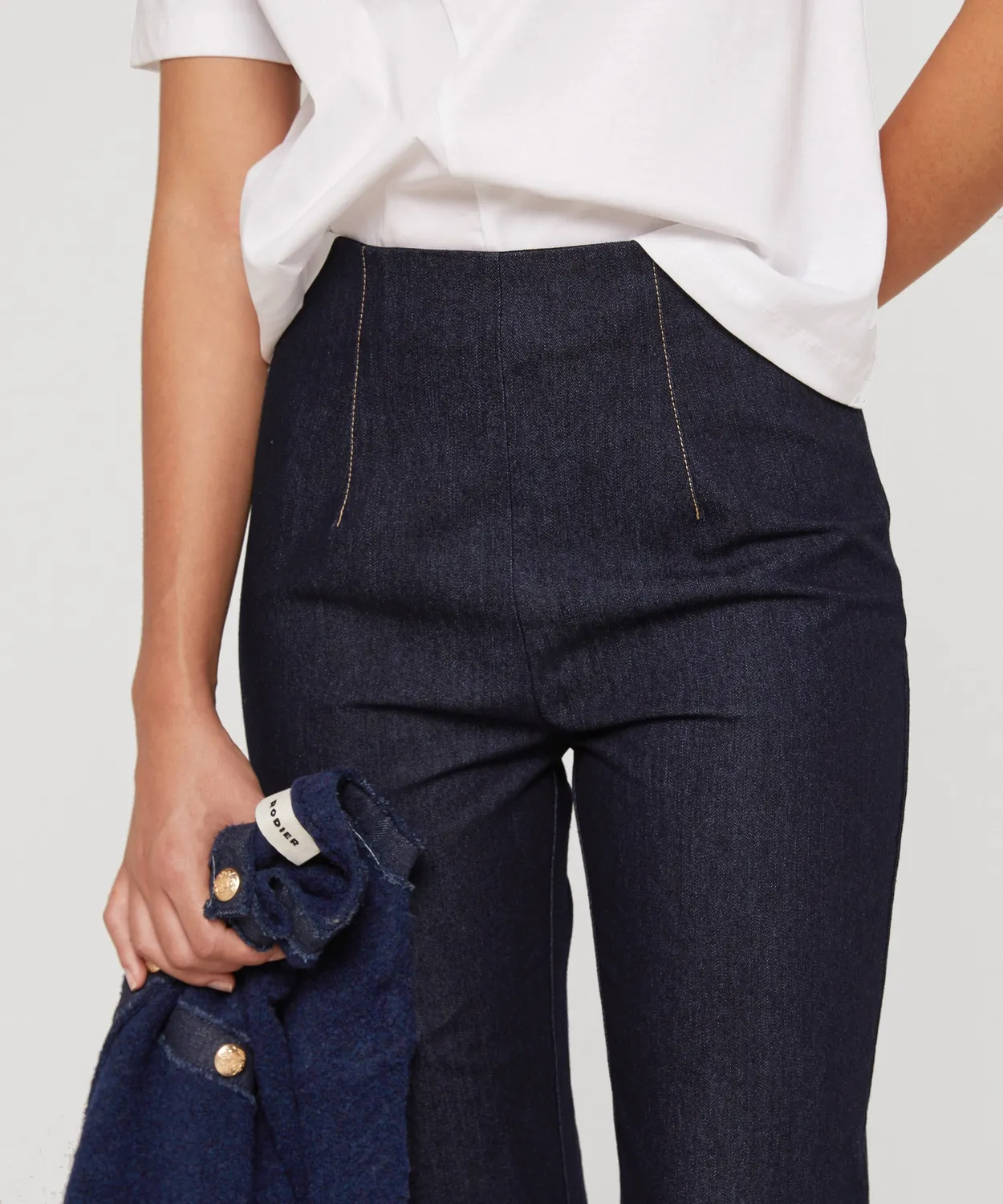 Rodier jeans dritti vita alta blu denim spacchi