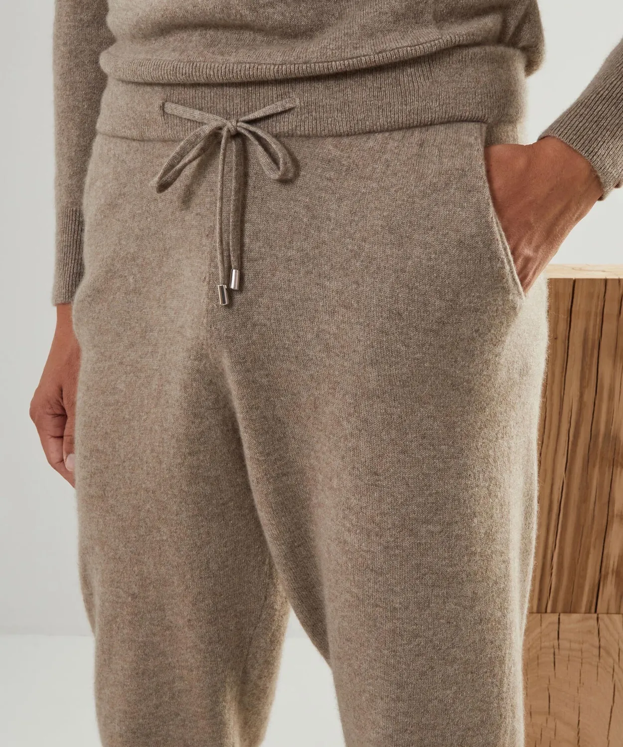 Rodier pantaloni jogging cashmere marrone talpa coulisse