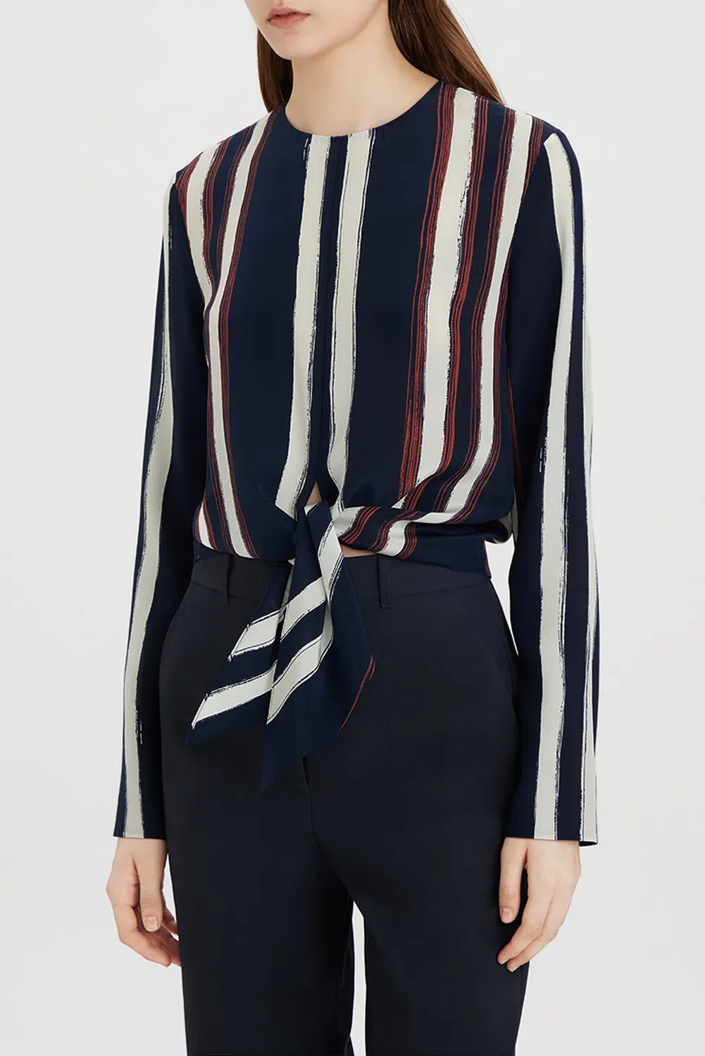 Ports 1961 PW326HLS05 blusa seta righe navy