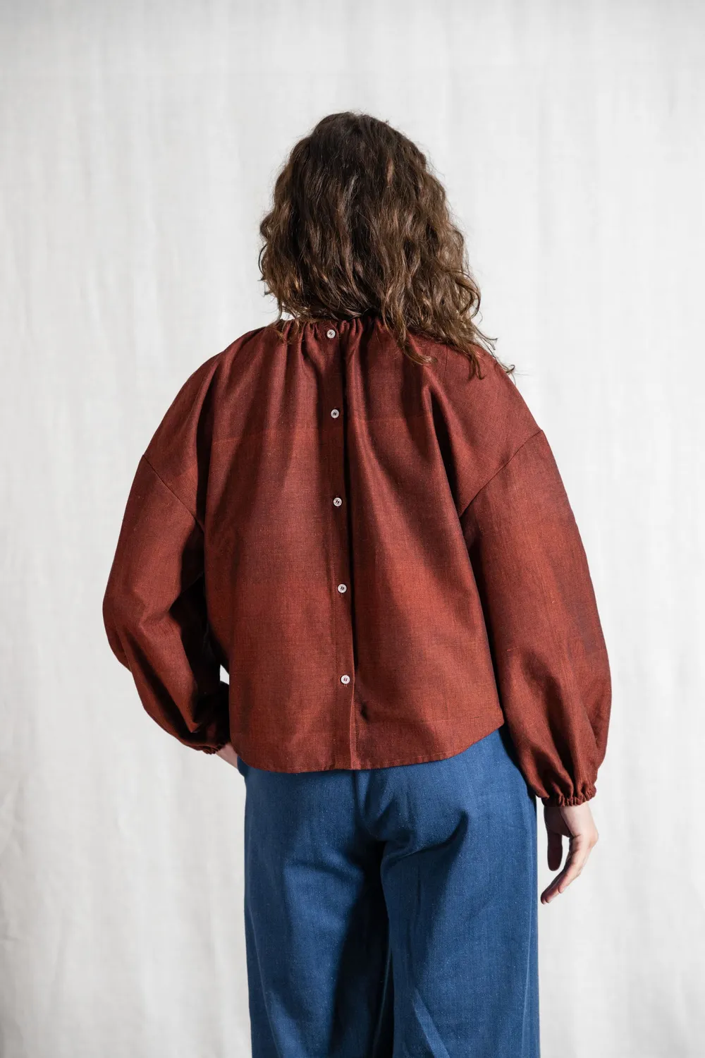 Jyoti Fair Works Chaand rum-raisin blusa cotone