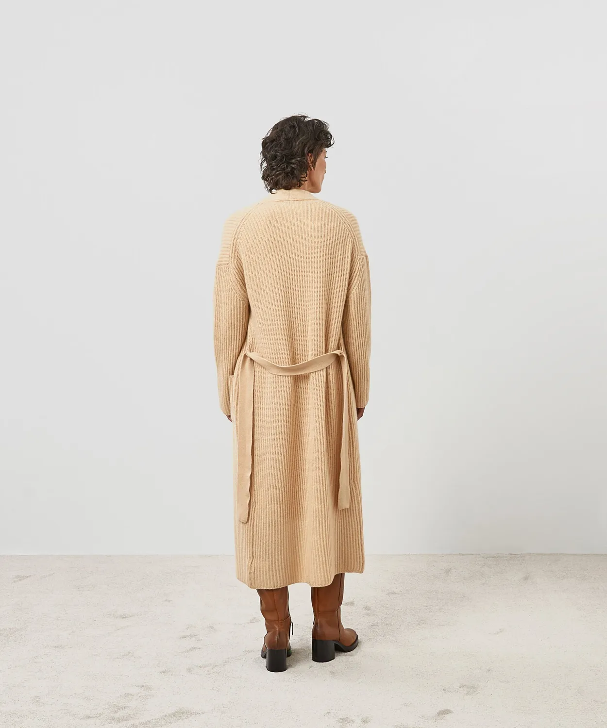 Rodier Cappotto lungo cashmere cintura beige chine