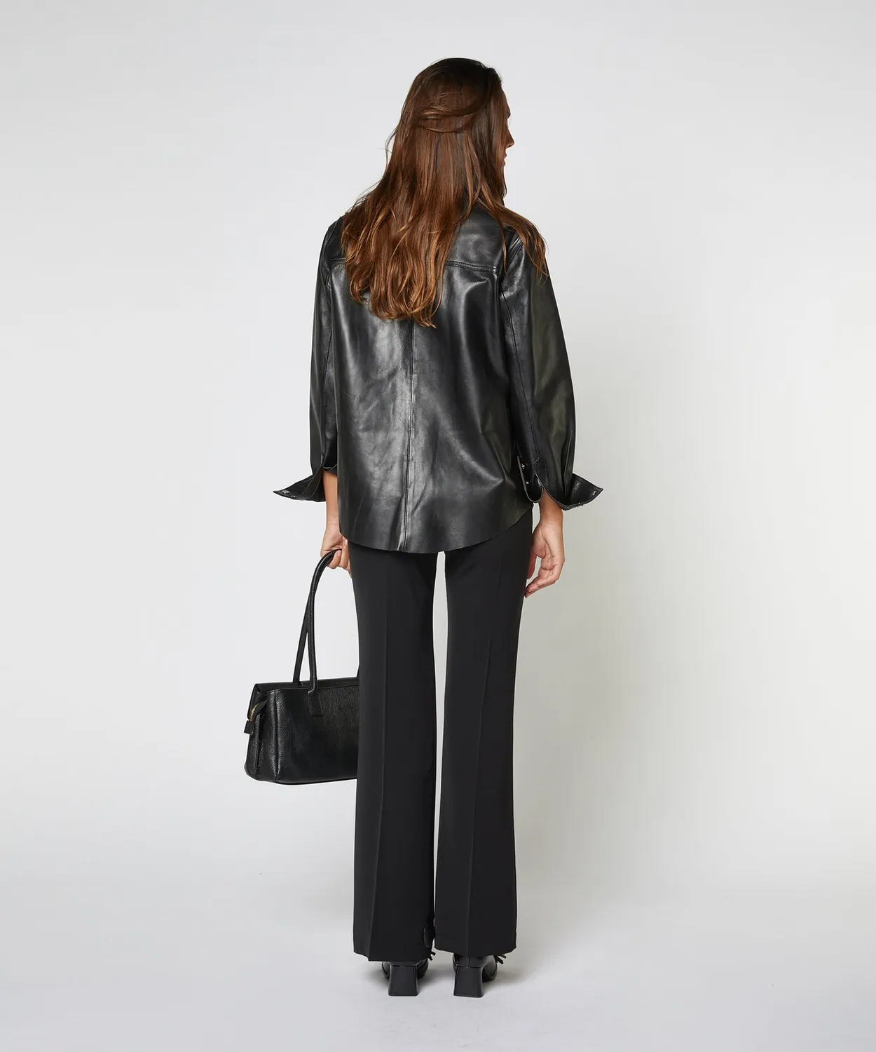 Rodier Camicia Pelle Nera Agnello Tasche Bottoni