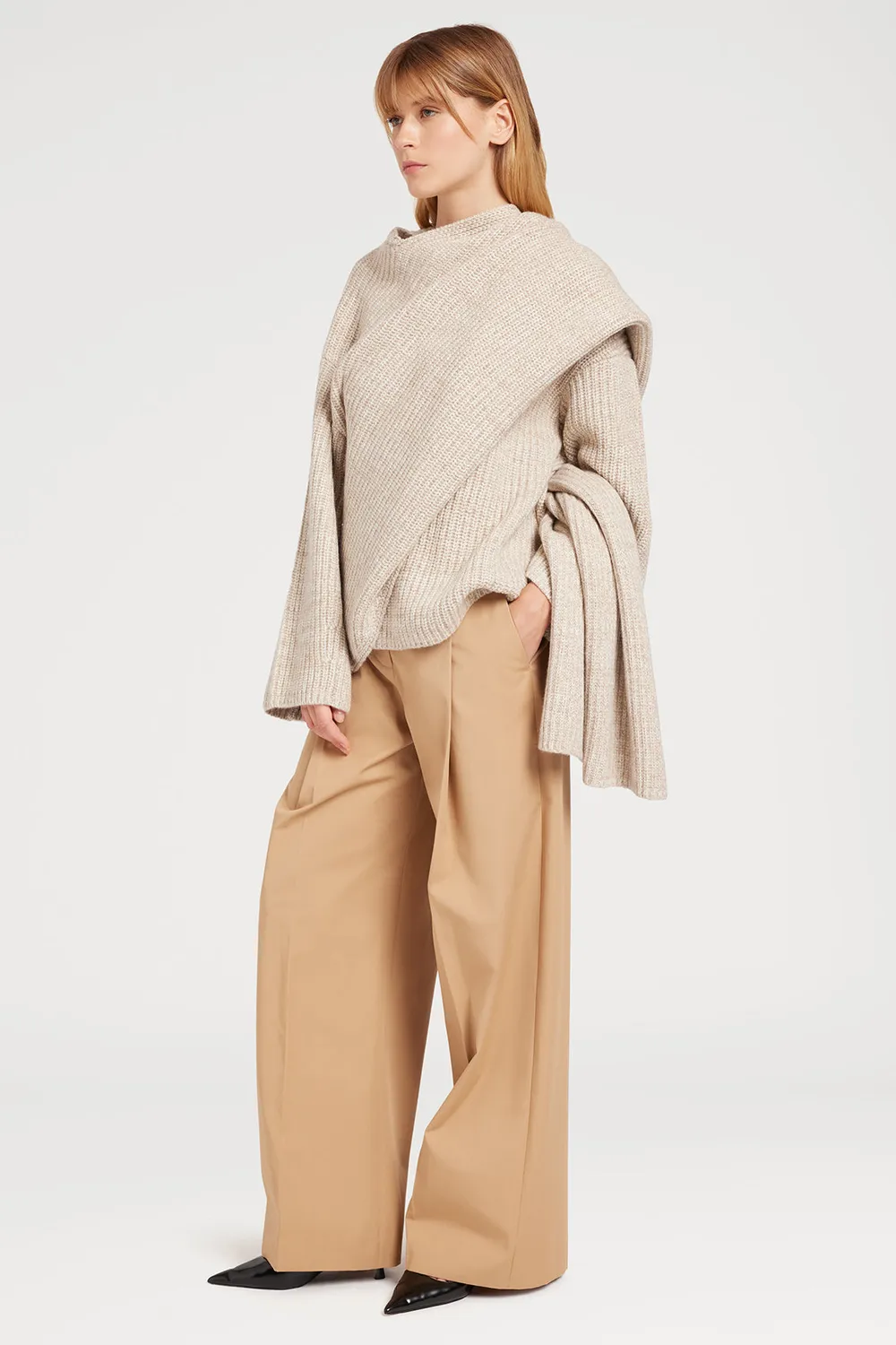 PORTS Pleated Camel pantaloni pieghe cammello 38