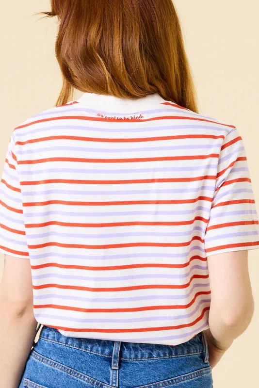 Jyoti Popeia t-shirt cotone righe rosso viola bianco