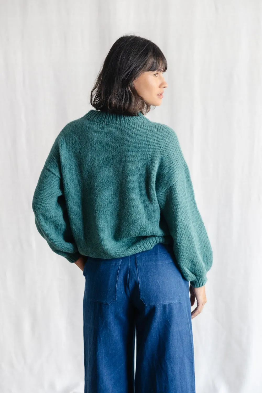 Jyoti Lupuna maglione baby alpaca oceano oversize