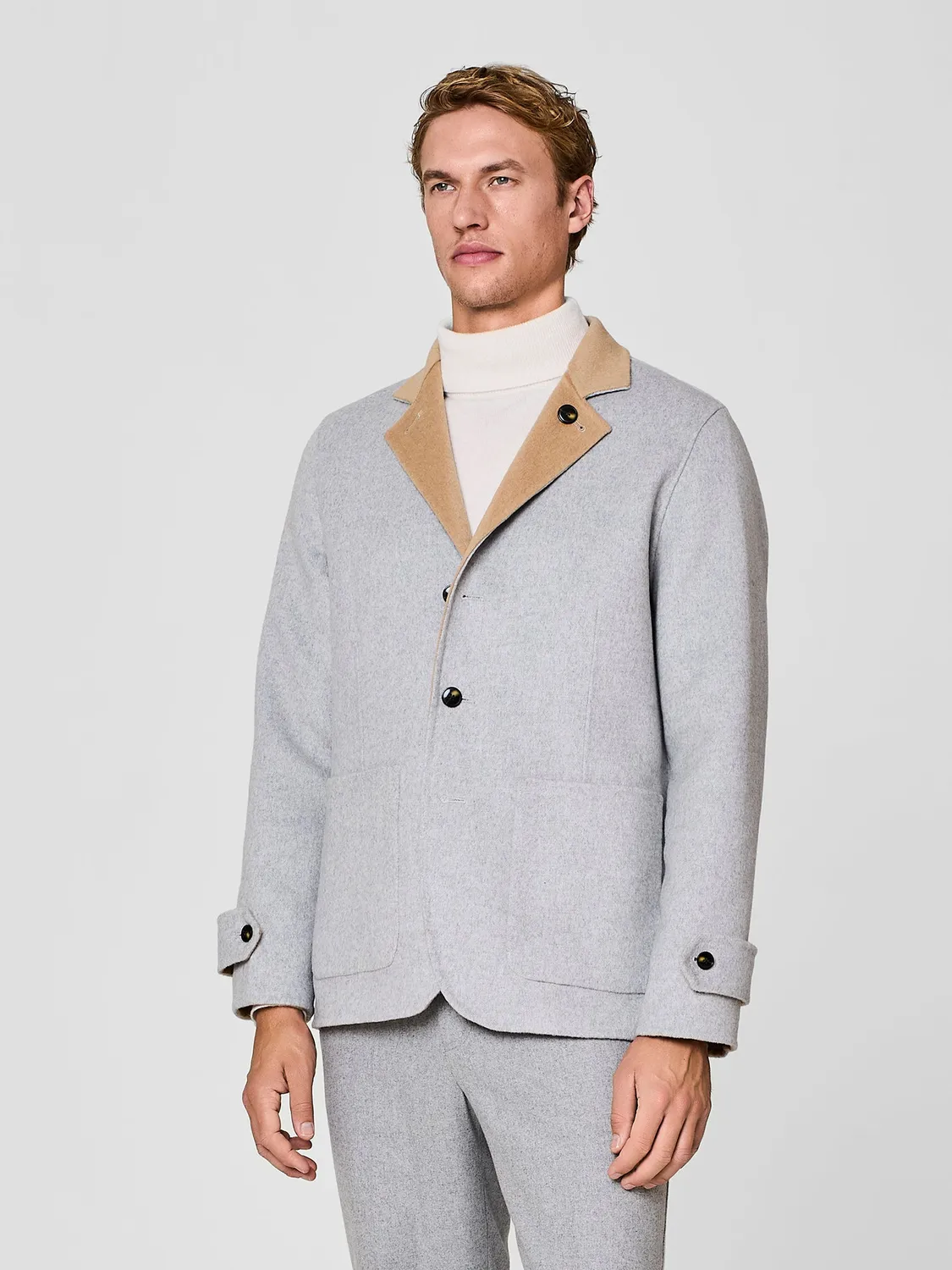 Paul Taylor Overjacket Reversibile Velour Grigio Chiaro Double