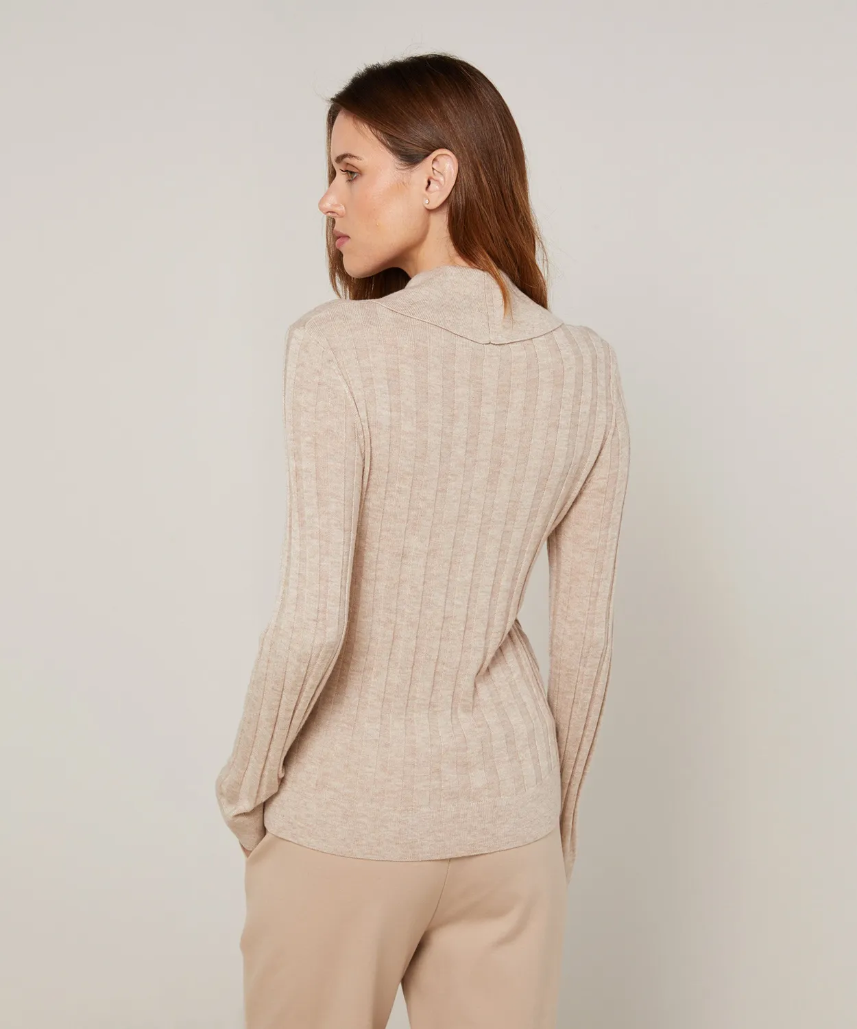 Rodier Dolcevita a Calzino maglione beige