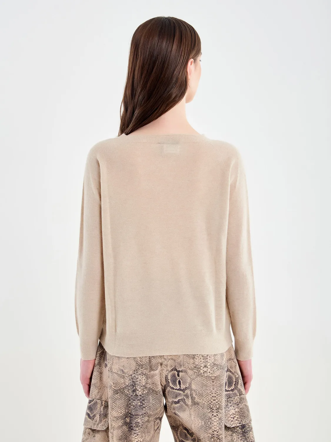 Vicolo Pull Boxy maglione beige lana e cashmere