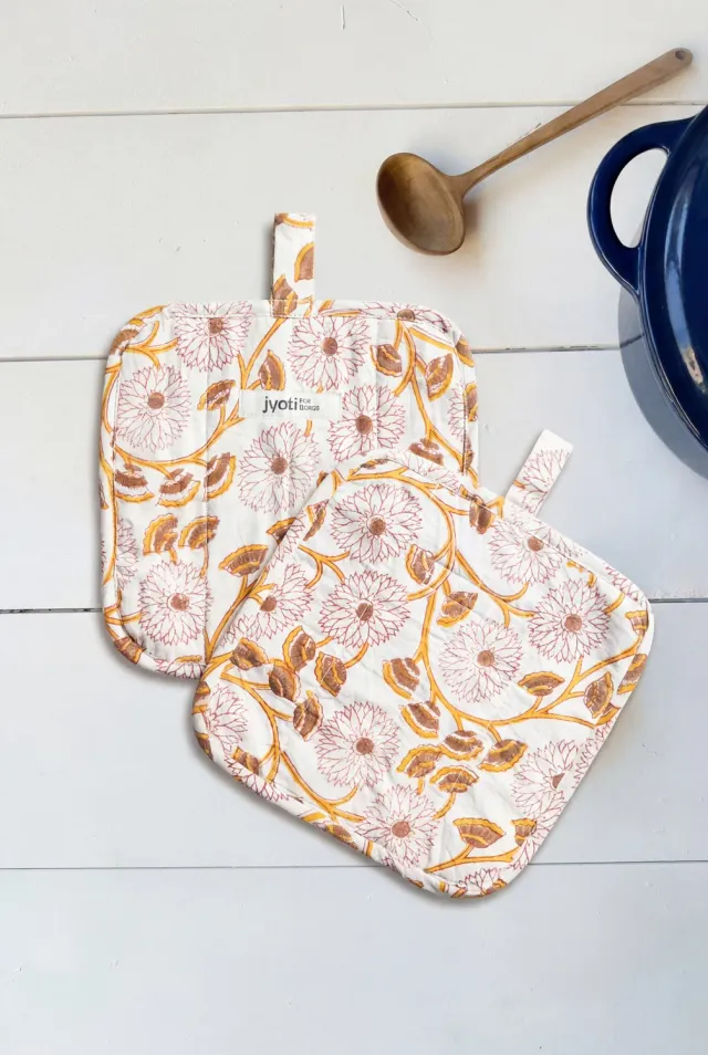 Jyoti Ovan Blockprint Flowers presine cotone 2 pezzi