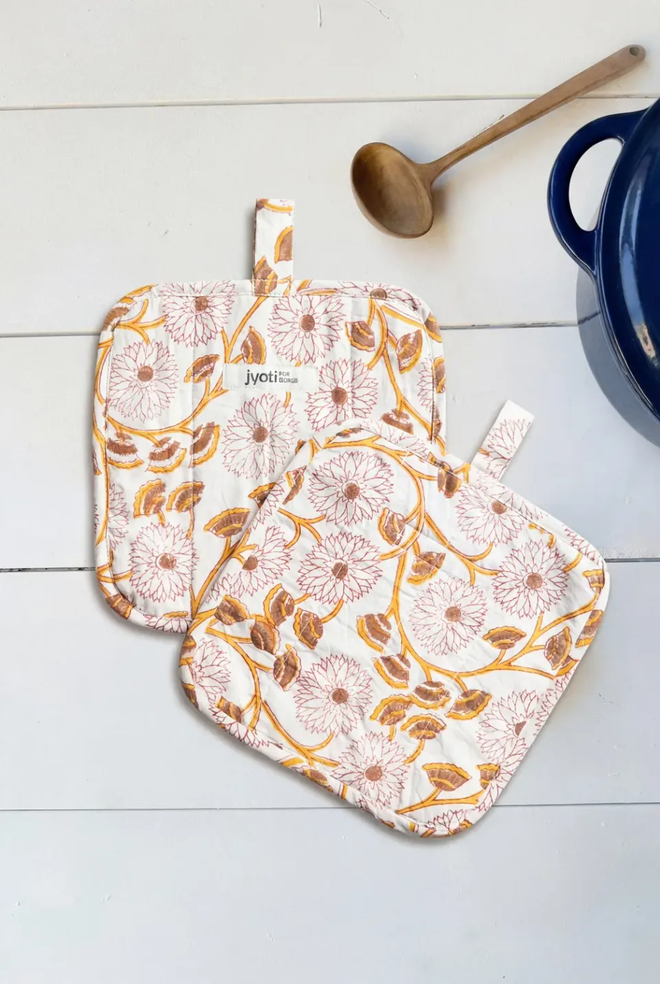 Jyoti Ovan Blockprint Flowers presine cotone 2 pezzi