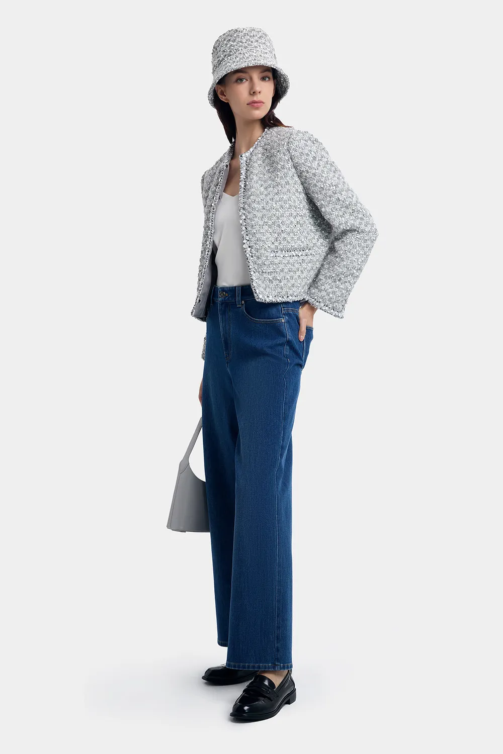 PORTS Alpine Elegance giacca tweed Quiet Gray Mix lana