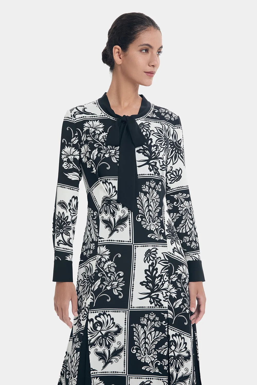 PORTS Retro Floral abito bianco nero 6