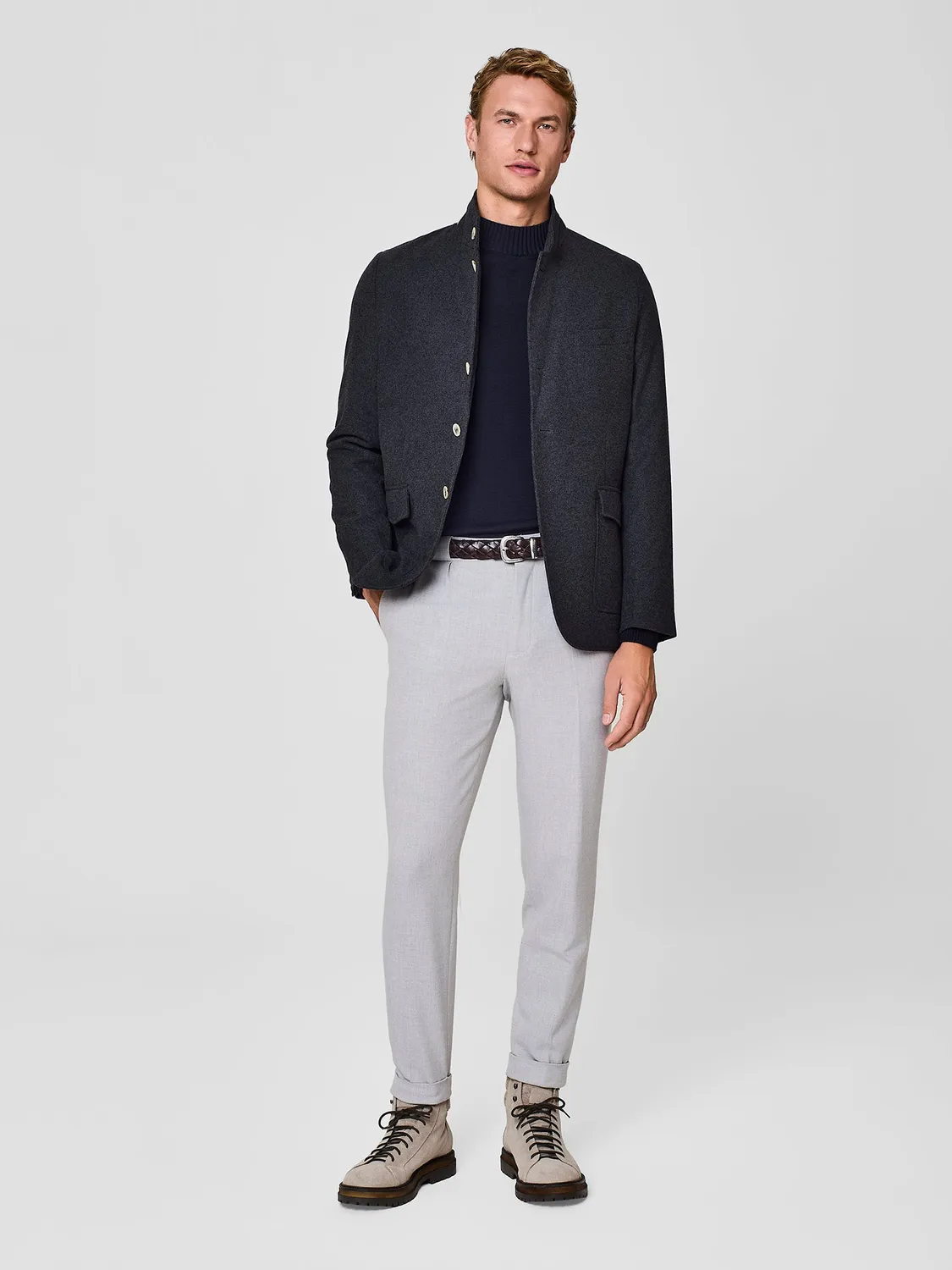 Paul Taylor Overjacket Giacca Grigio Scuro Tre Bottoni