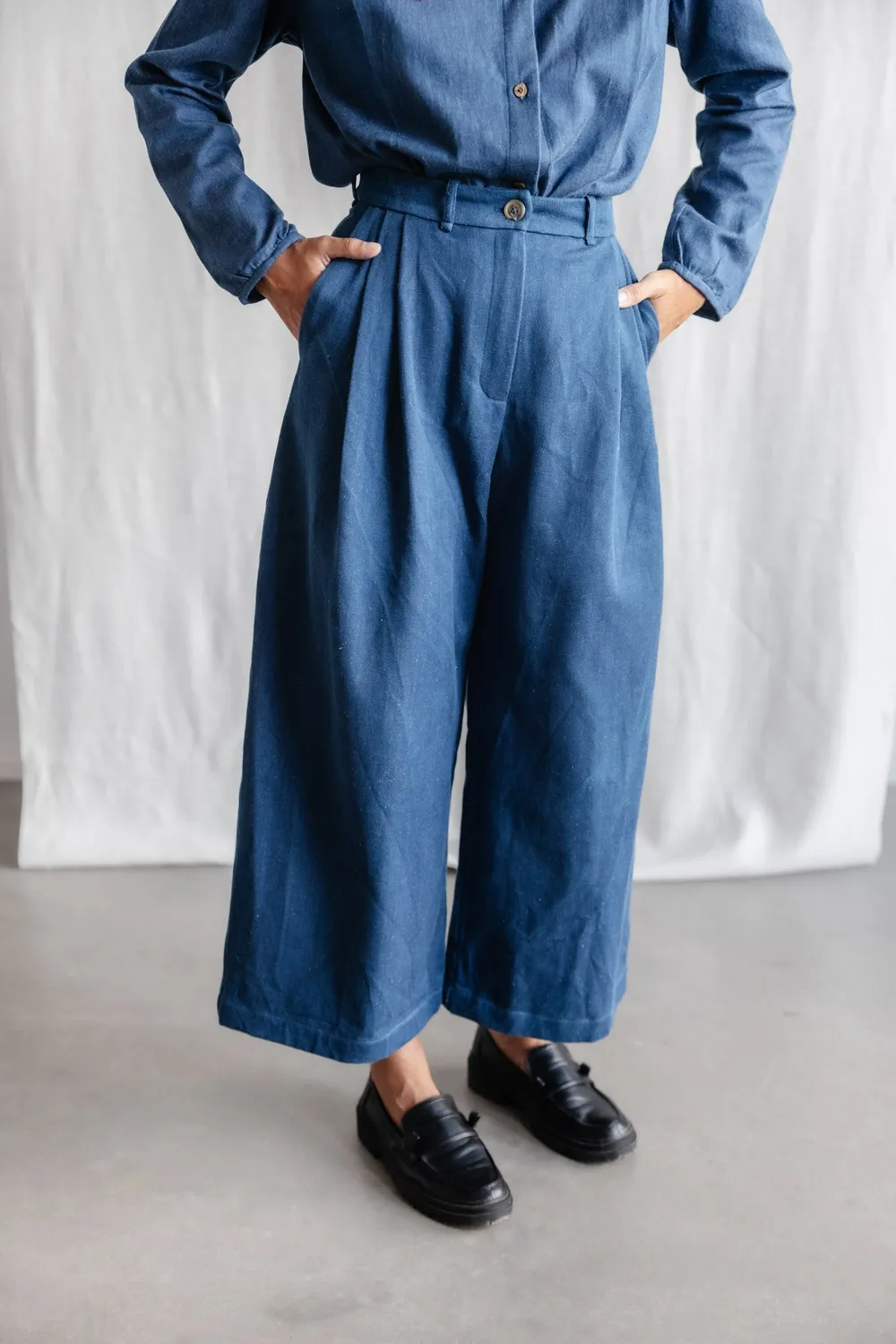 Jyoti Awasi culotte denim cotone vita media