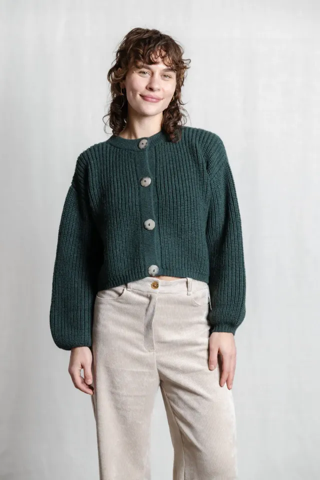 Jyoti Fair Works Betana verde cardigan baby alpaca