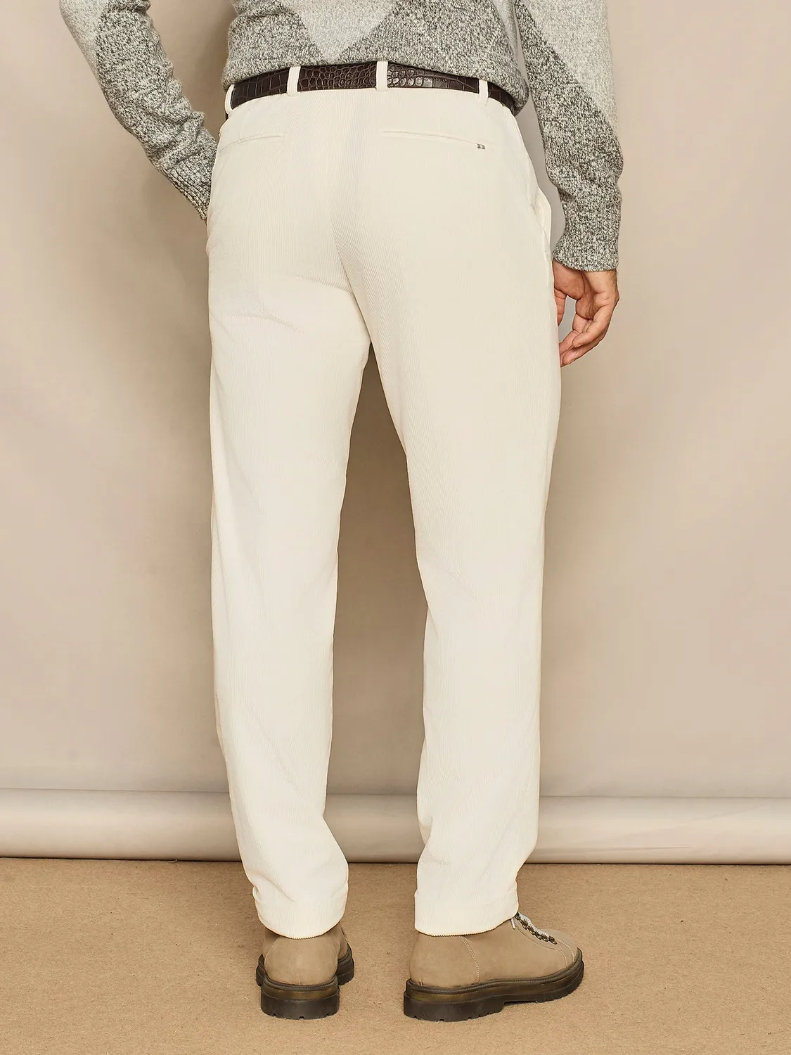 Paul Taylor Wide Fit Velluto Pantalone Bianco