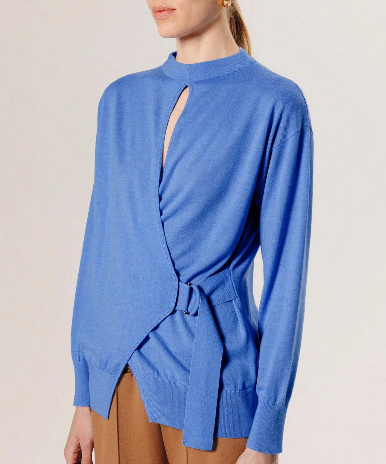Rodier avvolgente maglione lana merino blu orizzonte