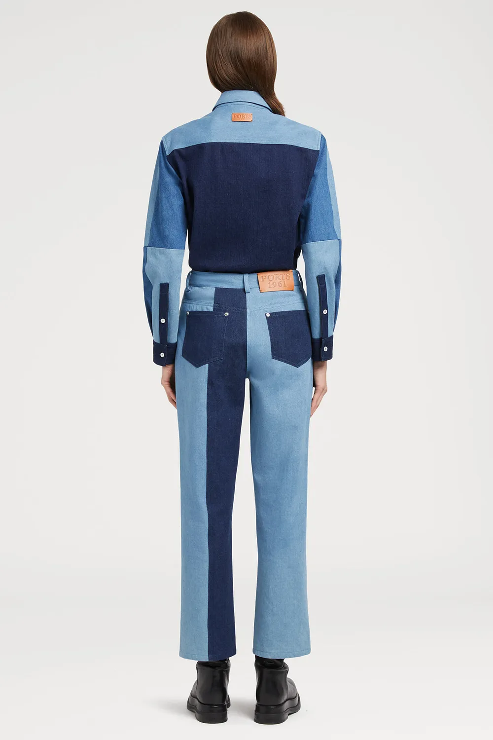 Ports 1961 Two Tone Denim Jeans bicolore cropped