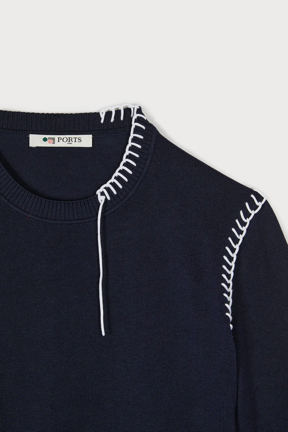 PORTS 1961 PS25 maglia blu navy seta cotone