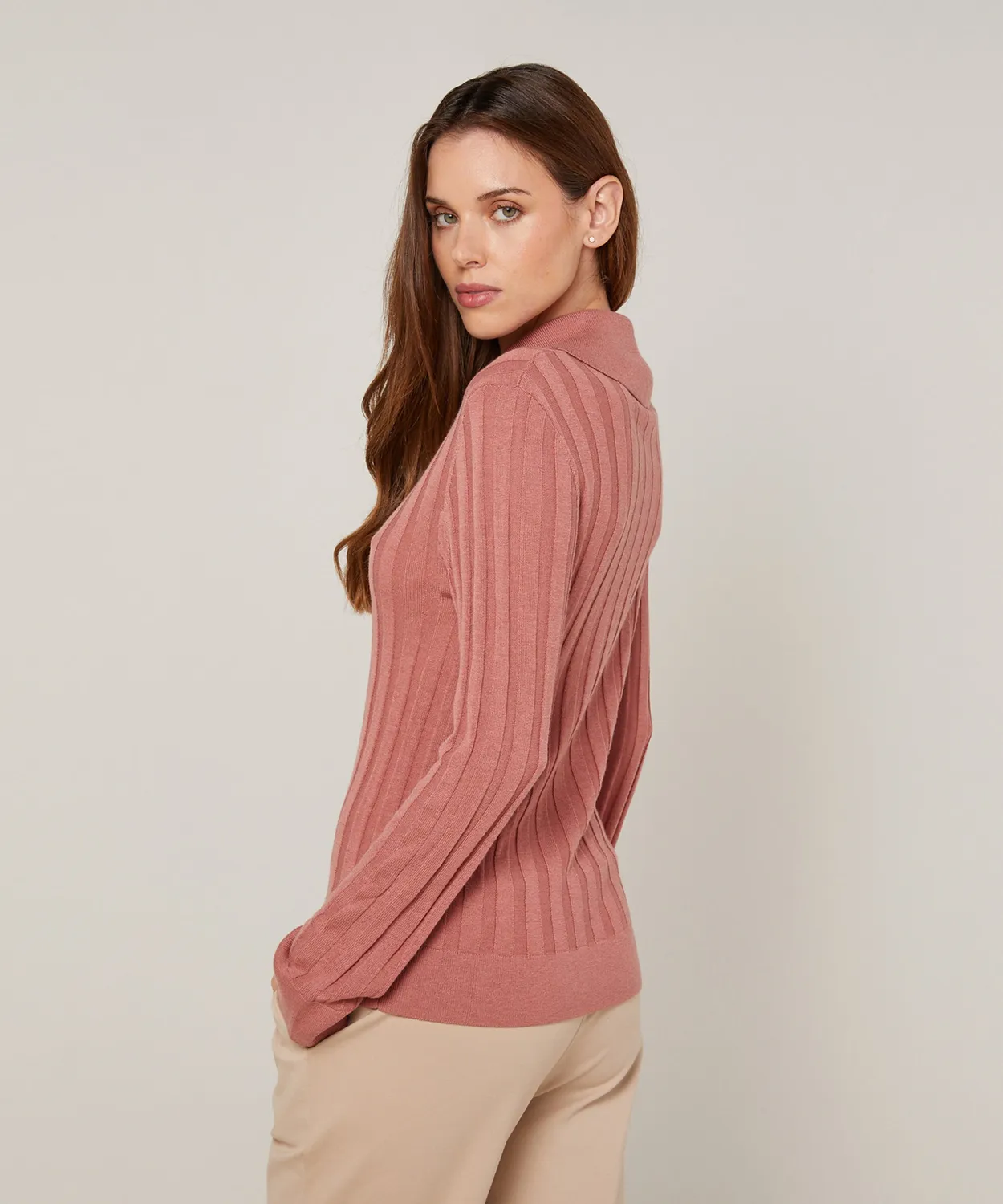 Rodier Maglione Calzino Collo Polo maglione bois de rose