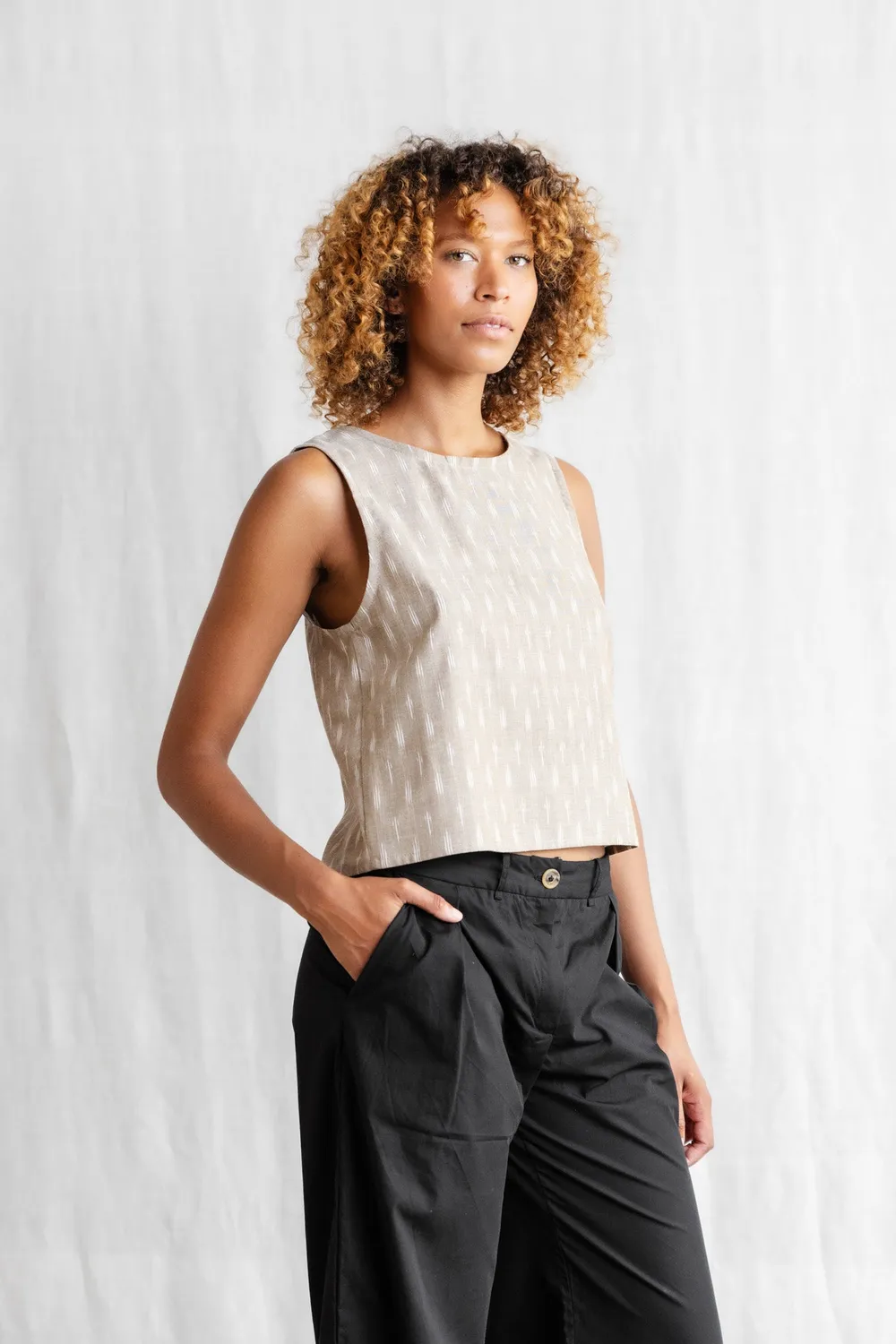 Jyoti Osra Ikat top cotone bio allacciato