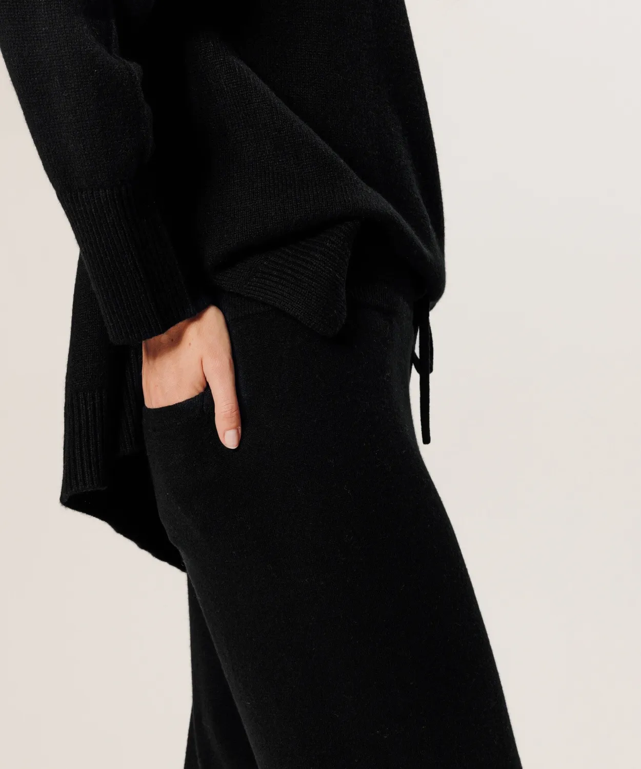Rodier Pantaloni Jogging Cashmere Ampi Neri
