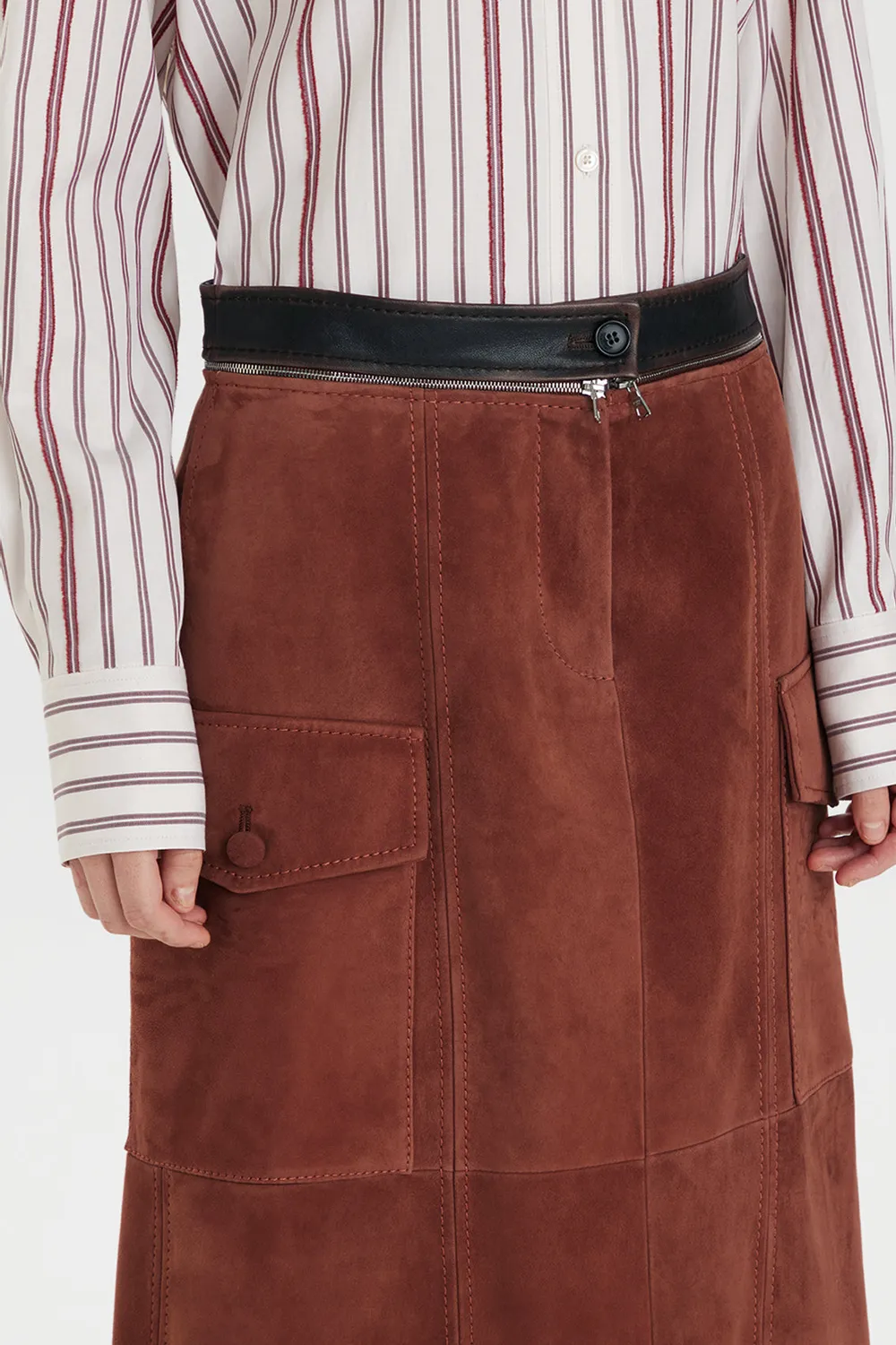 Ports Suede A-Line gonna midi camoscio ruggine