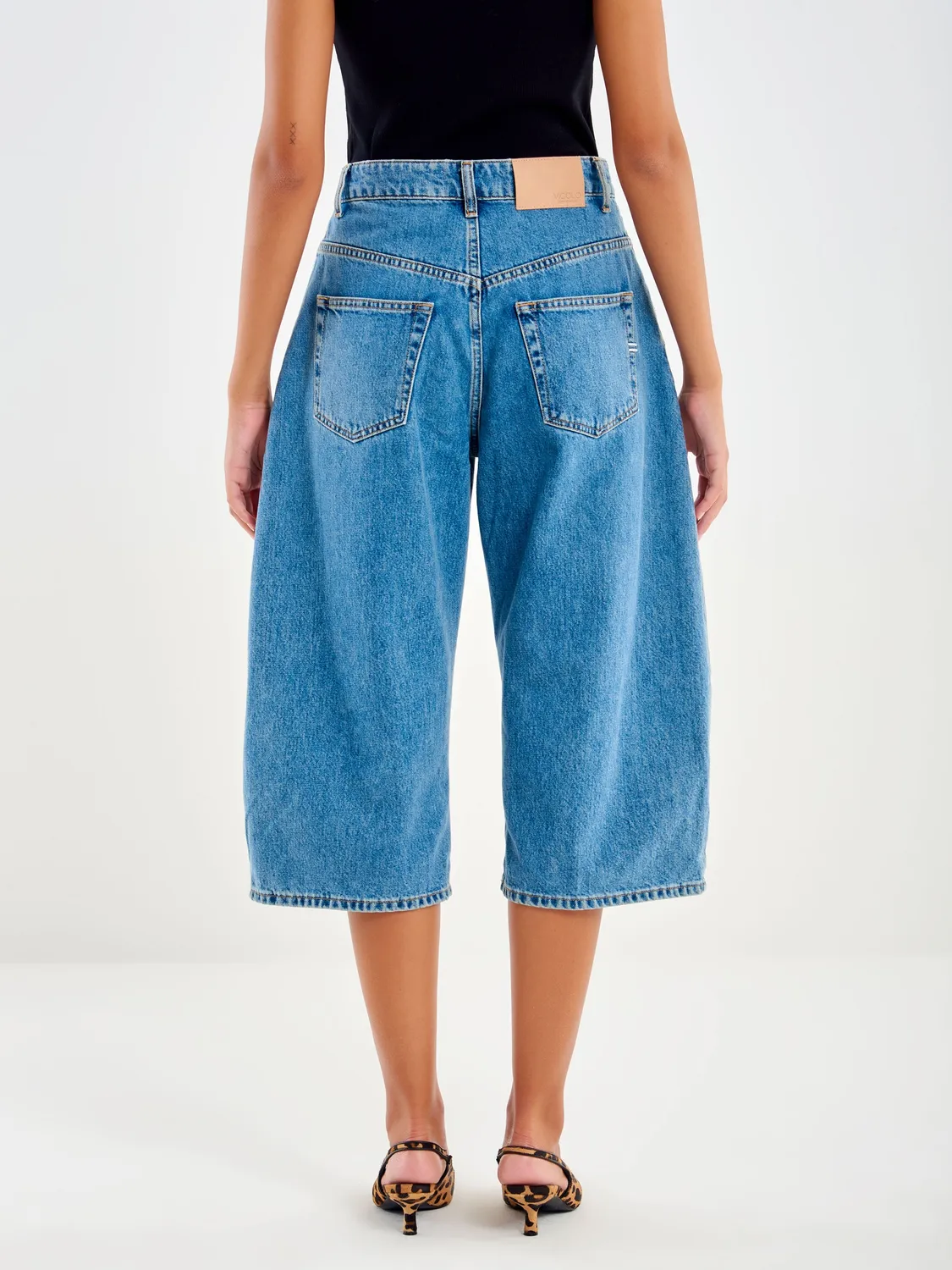Vicolo Elettra bermuda jeans blu barrel fit in cotone