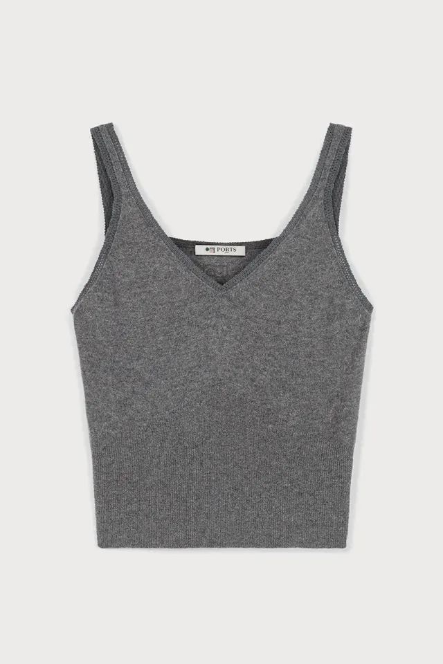 PORTS 1961 FW25 Grey V-Neck top grigio cropped