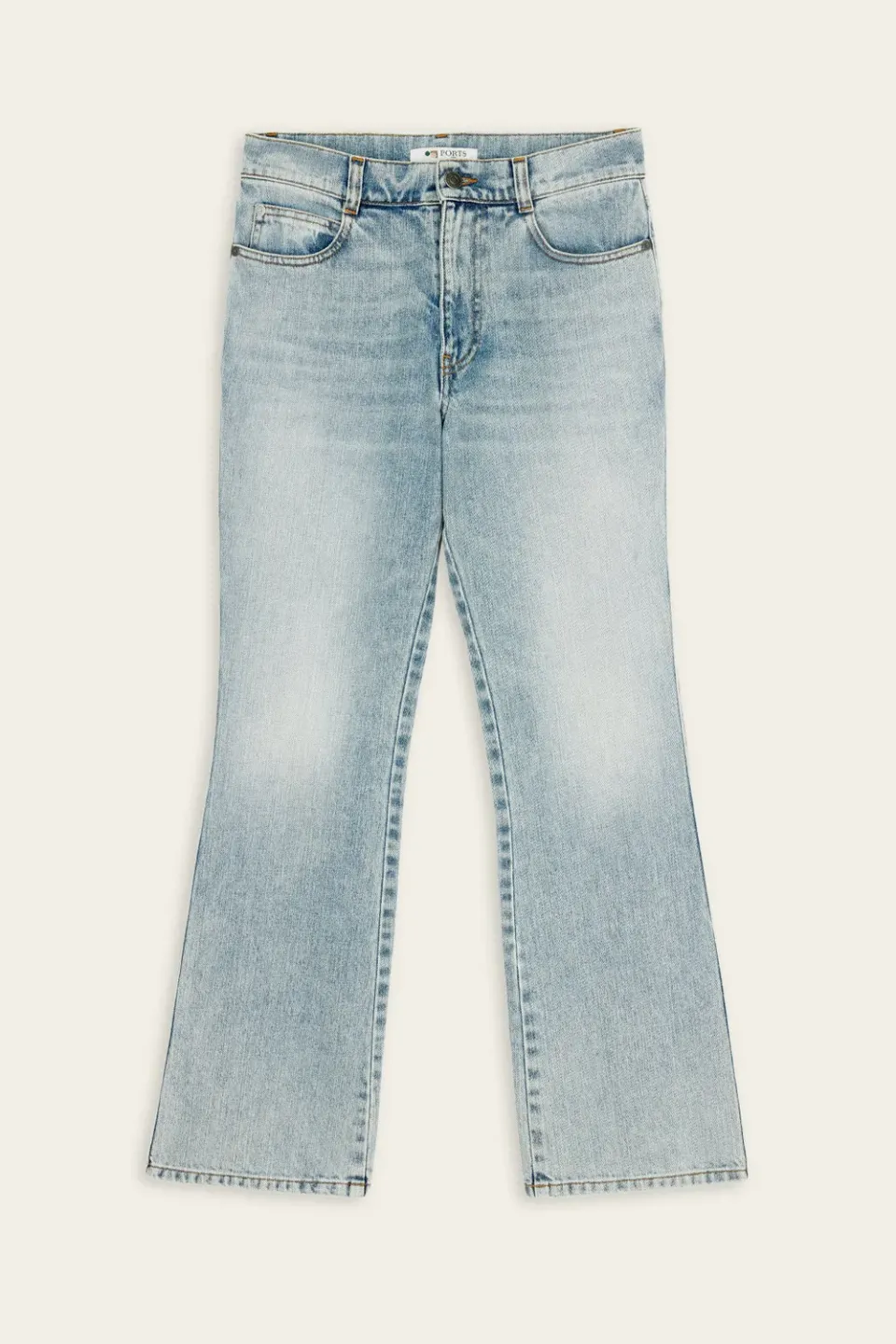 PORTS Washed Denim Flare jeans indaco zampa cropped