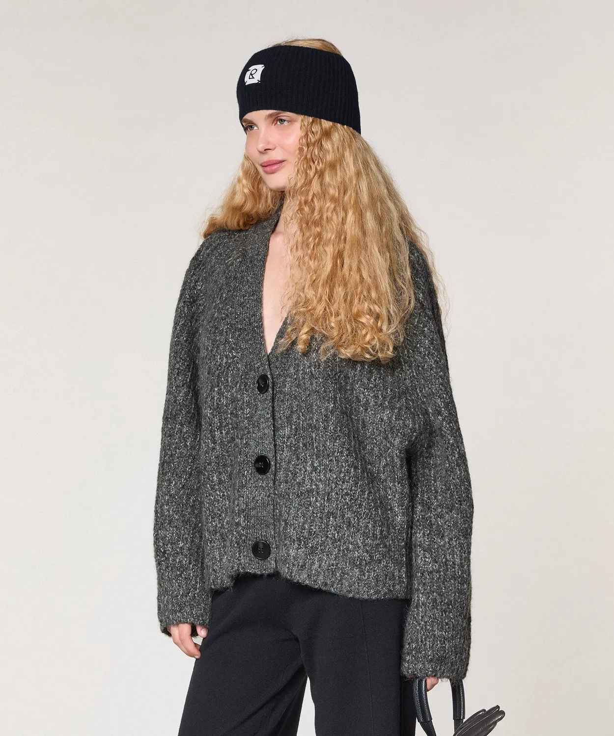 Rodier Cardigan oversize maglia grossa grigio