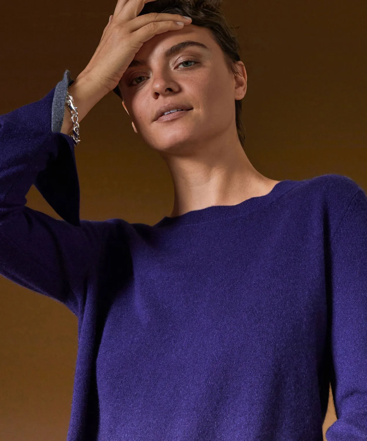Rodier maglia girocollo cashmere viola scuro 2 fili